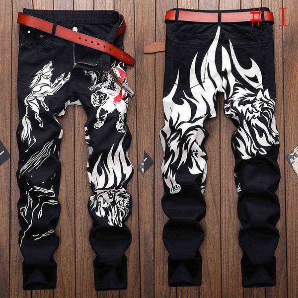 

men skinny fashion jeans floral pant casual slim fit stretch denim jeans for, Blue
