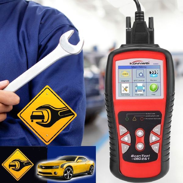 Konnwei KW830 OBD 2 EOBD Can Scanner Tool Reader Código Automático ODB2 Ferramenta de diagnóstico Carro Scanner Ferramentas Diagnóstico Ferramentas de Carro Fast-Expedição