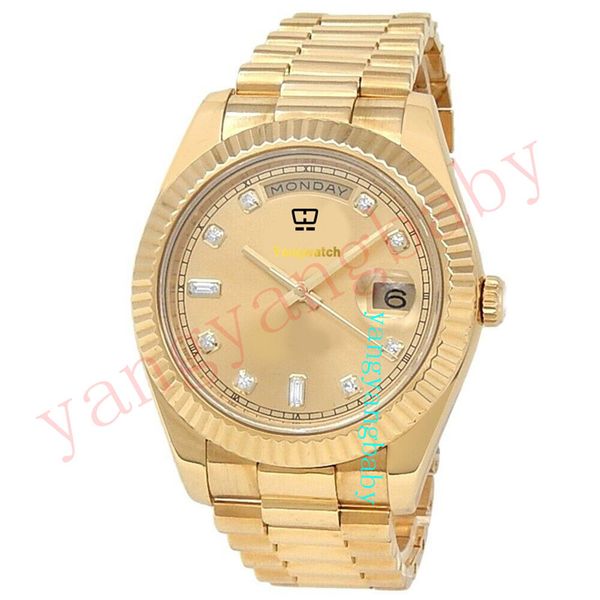 

original box watch day-date ii 18k yellow gold president auto champagne men's watch 218238 mechanical (automatic) men wrisrwatch, Slivery;brown