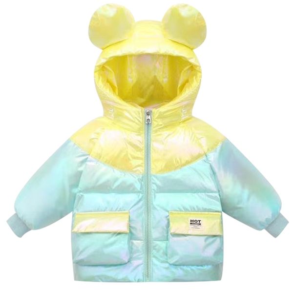 

white duck down children's cotton padded jacket winter children's down jacket bright face hooded boys and girls' jacket lj201, Blue;gray