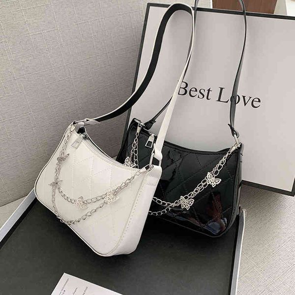 

women pu leather msenger bag new trendy vintage butterfly chain color zipper handbag fashion underarm bags