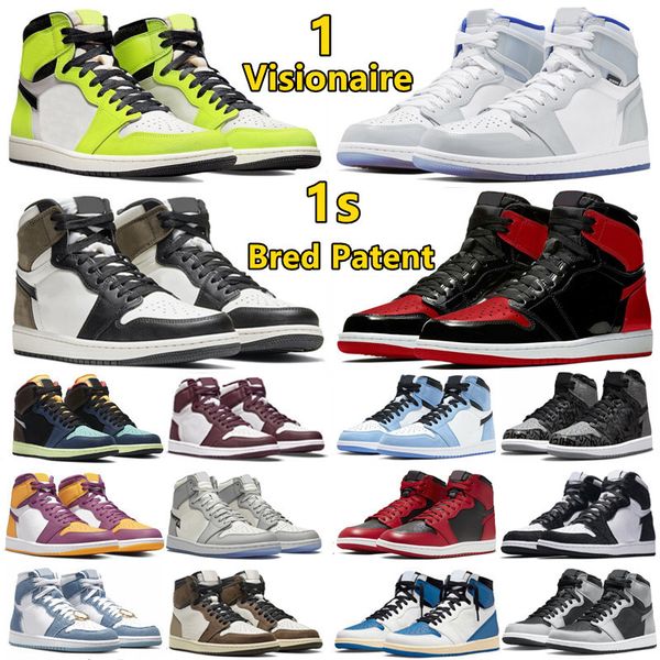

2022 jumpman 1 1s mens basketball shoes visionaire bred patent unc blue rebellionaire grey fog dark mocha shadow men women outdoor trainers