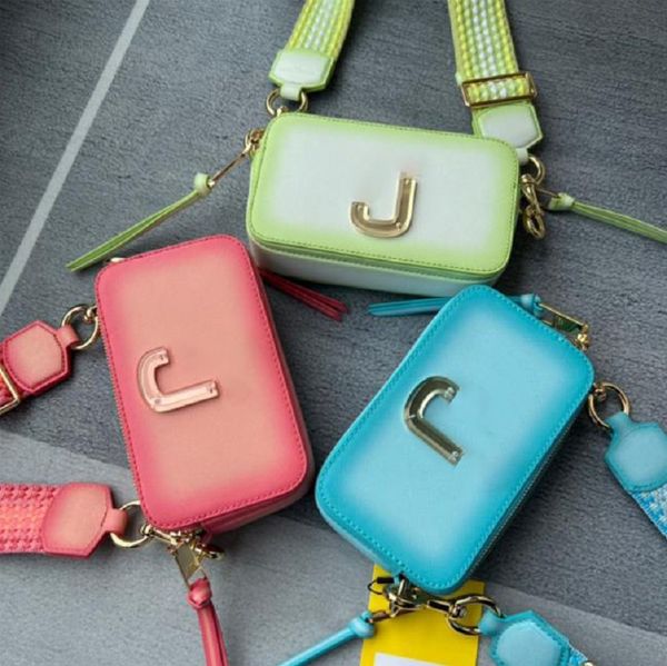 

2022 bag designer bags crossbody shoulder bags luxury camera bags straps color pu leather rainbow sac, Mj