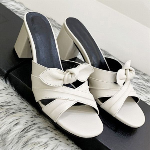 

30% off 2022 brand design mules slippers women open toe black red silver butterfly high heels shoes genuine leather woman sandals 7cm