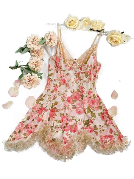 

floral lace trim slip dress j9x1#, Black;red