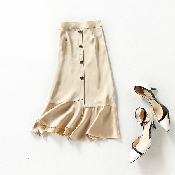 

skirts vimina summer women's ruffle lace hem skirt slim fashion and versatile a-line vxa0, Black