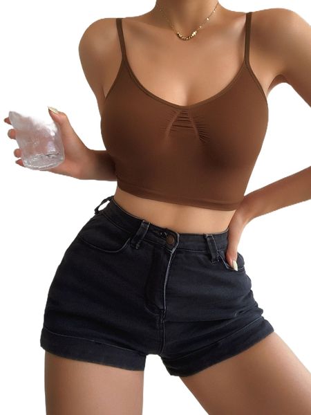 

solid seamless bralette k2is#, Black;red