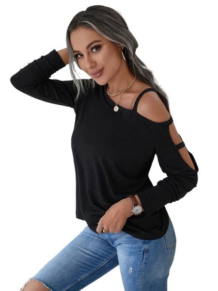 

asymmetrical neck cut out tee e7sf#, White