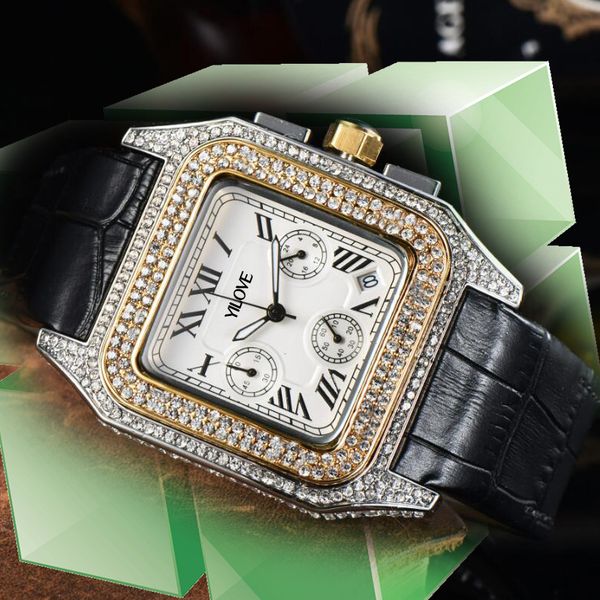 

men's fashion watch shiny diamond case ice out clock stainless steel case quartz sports party wristwatch, Slivery;brown