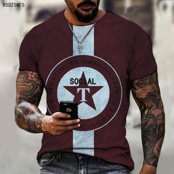 

men's t-shirts art design five-pointed star route 66 3d printing pattern men's shirts round neck casual clothes oversized 5xl, White;black
