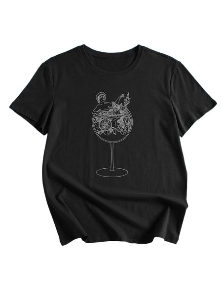 

romwe x sim cartoon graphic tee l7j8#, White