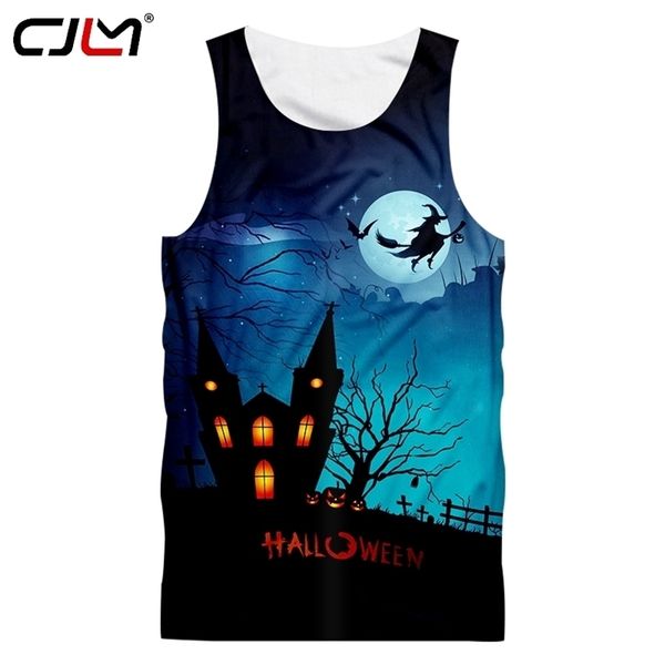 

halloween funny broom witches mens tee shirt 3d tank man castles vest printed creative pattern clothes 220623, White;black