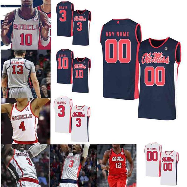 

rare ole miss rebels college basketball jerseys terence davis jersey breein tyree sammy hunter shon robinson carlos curry custom stitched, Black