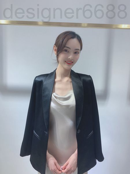 

women's suits & blazers designer triacetic acid satin suit coat spring and summer style temperament versatile long sleeve one button n4, White;black