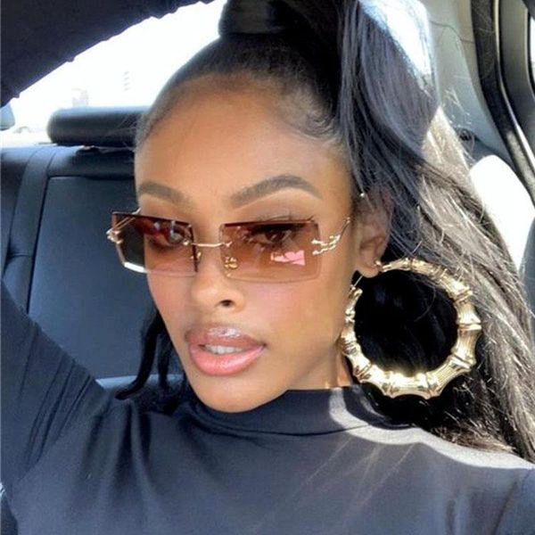 

Vintage Fashion Sunglasses for Women Rimless Frameless Rectangle Shades Gradient UV400 Summer Traveling Designer Sun Glasses 2022 Eyeglasses Lunettes Luxe Femme