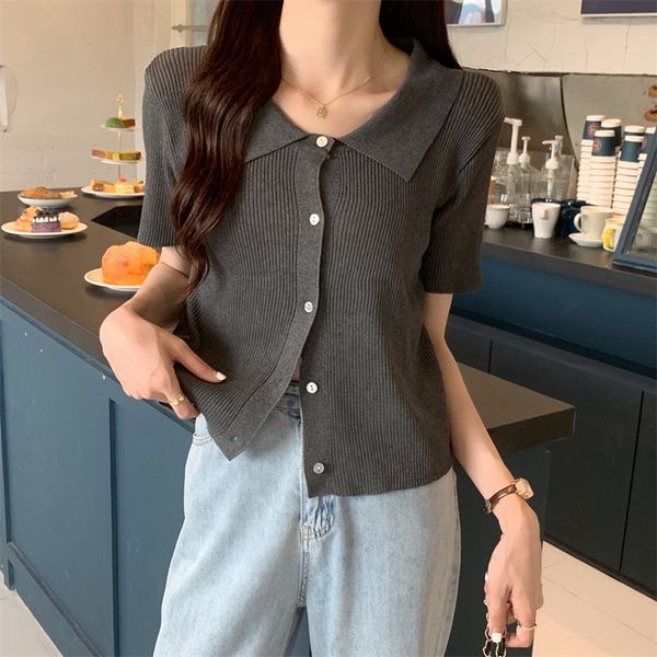 

women's t-shirt solid color knitted t shirts women short sleeve korean basic tee female summer white dark gray black t-shirt