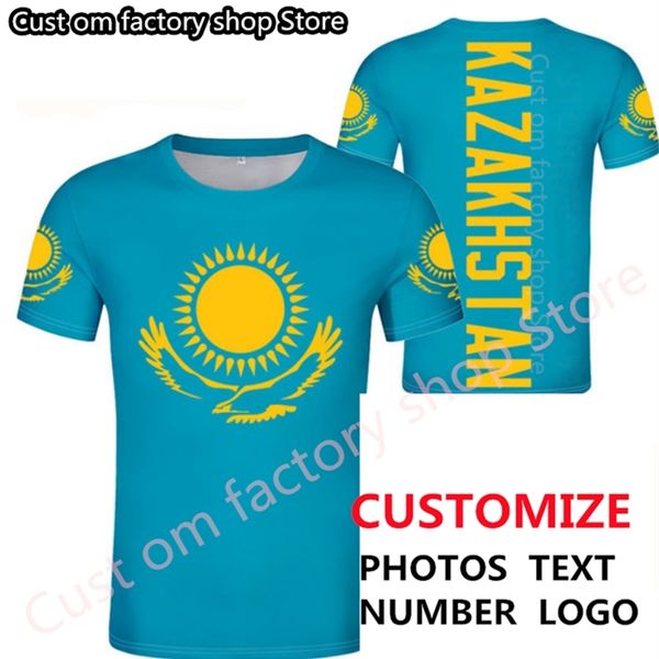 KASACHSTAN T-Shirt DIY kostenlos nach Maß Name Nummer Kaz T-Shirt Nation Flagge russisches kasachisches Land College-Druck Kleidung 220616