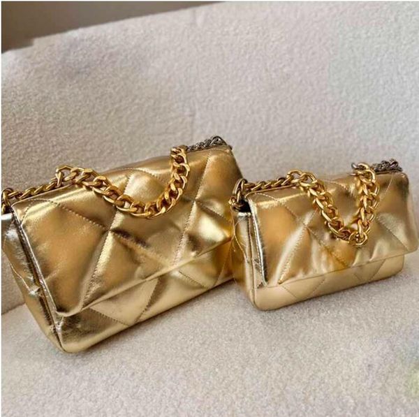 

tz womens flap crossbody designer bags golden sheepskin classic handbags gold-tone metal thick handheld chains mini totes bags shoulder bag
