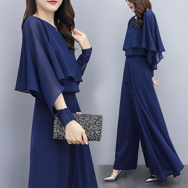 

women spring summer work pant suits ol 2 piece sets chiffon shirt & wide leg pants trousers suit female casual set y383 220813, White