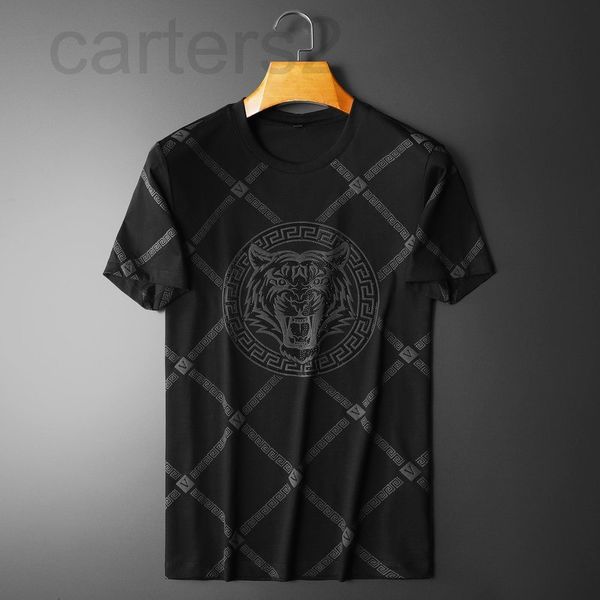 

men's t-shirts designer 2022 summer new mercerized cotton men's short sleeve t-shirt round neck slim fit diamond print half fashio, White;black