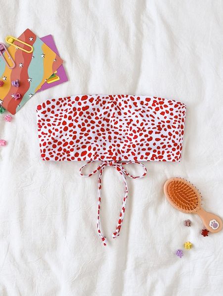 

dalmatian lace-up back bandeau bikini t7gs#, White;black