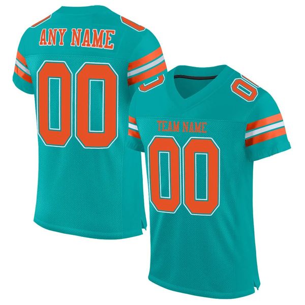 Custom Aqua Orange-White-Sete Authentic Football Jersey 5757