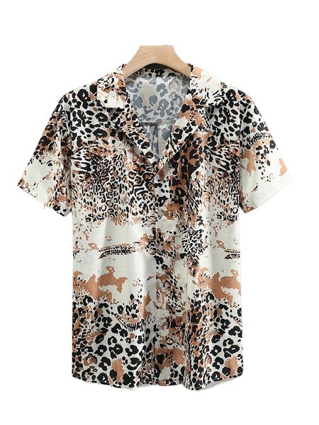 

men random leopard print shirt q2fa#, White;black