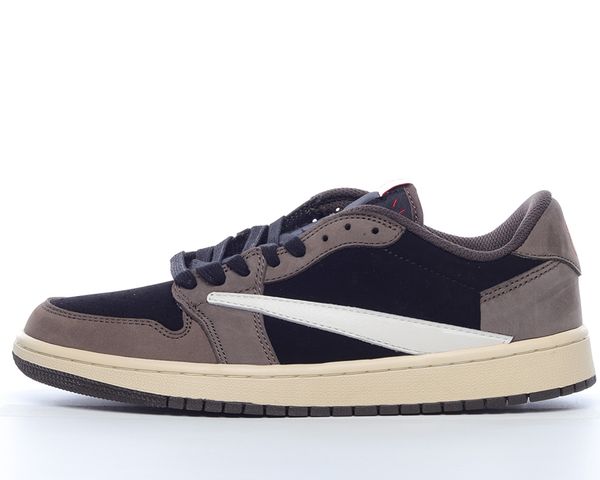 

jumpman 1s low og ts boots basketball shoes dark brown mocha outdoor sneakers with box, Black
