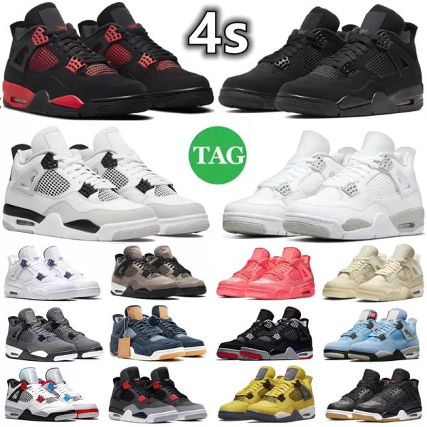 

4s men women basketball shoes sneaker military black cat red thunder white oreo unc blue sail metallic lightning bred grey infrared mens tra