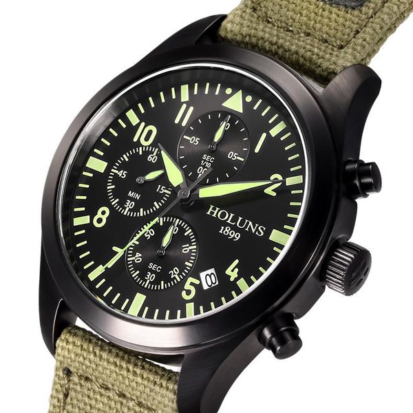 Principais relógios de pulso Original Holuns Man Brand Watch Assista Multifuncional Sports Male Cronógrafo Fashion Business Luminous Luxury Jenim Military Watches