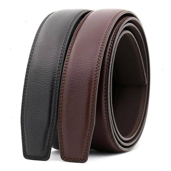 

3.0cm 3.1cm width leather belt men without buckle mens belts luxury genuine stap black brown 110cm-130cm ce3300