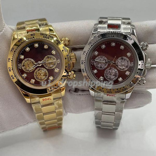 

dropshipping- all sub dials work mens 2813 movement watch 40mm calendar all stainless steel r six pins fashion wristwatch, Slivery;brown