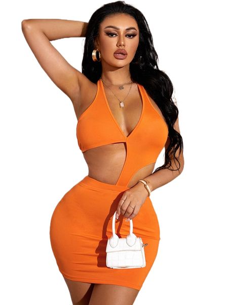 

cut out halter neck bodycon dress r3zj#, Black;gray