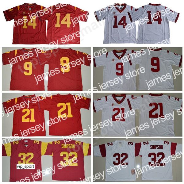 Новые USC Trojans 9 Juju Smith-Schuster Jersey Men College Football Сэм Дарнольд Адоре Джексон 32 OJ Simpson сшитый красный белый размер