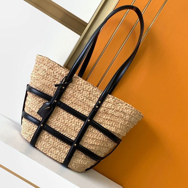 

woven classic shopping bag women handbags purses designer fashion trend summer beach large tote canvas shoulder bags raffia panier handbag e