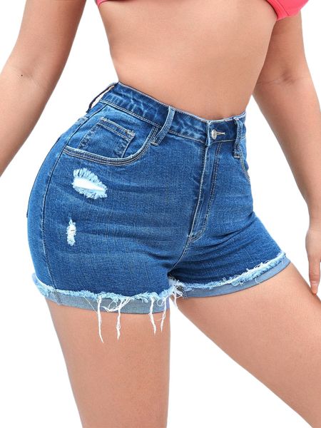 

sxy ripped raw hem cuffed denim shorts x3o7#, White;black