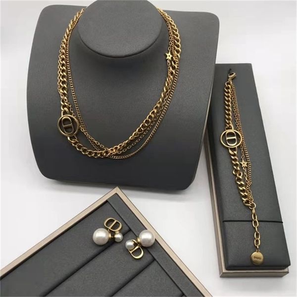 

2022 36% off designer jewelry d di family multi-layer necklace high edition seiko star letter clavicle chain blessing, Silver