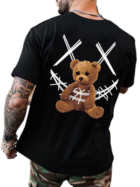 

men bear print tee g6ts#, White;black