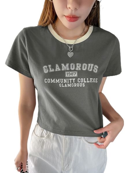 

dazy letter graphic contrast trim tee t5xi#, White