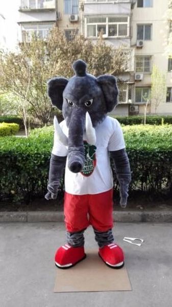 Costumi della mascotte dell'elefante di Halloween Vestito da personaggio dei cartoni animati di alta qualità Vestito da festa all'aperto di Natale Abbigliamento pubblicitario promozionale per adulti