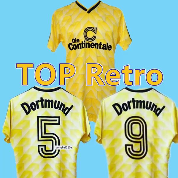 

1988 1989 moller dickel helmer retro soccer jersey 88 89 borussia zorc dortmund vintage classic football shirt, Black;yellow