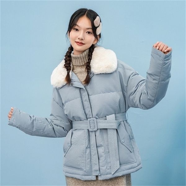 

inman winter arrivals white duck down thermal plush waisted fit slim 90% down short coat women's down jacket 201209, Black