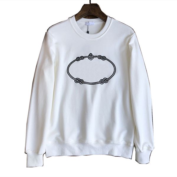 

21ss long sleeve embroidery fashion pullover sweater solid color round neck outdoor sportswear men's pure cotton hoodie sweatshirt hood, Black