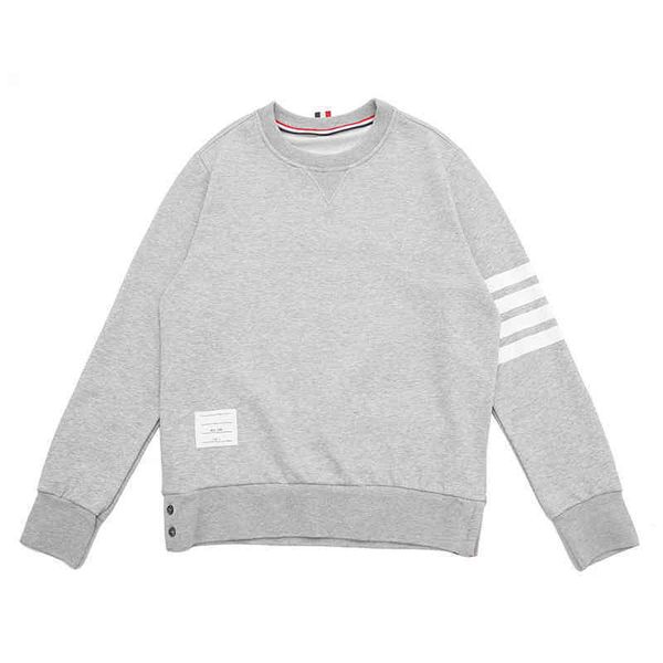 

autumn and winter new trendy br round neck sweater cotton terry men's and women's clothing with the same wild fashion classic stri, Black
