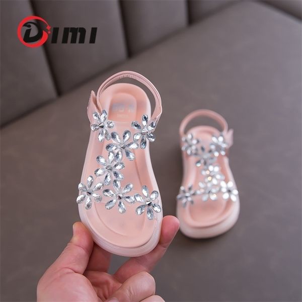

dimi summer girls shoes microfiber leather flowers soft rubber non-slip sole cuhk kids princess sandals t2177 220411, Black;red