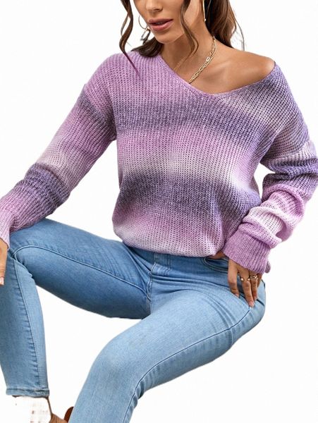 

ombre drop shoulder sweater l7bs#, White;black