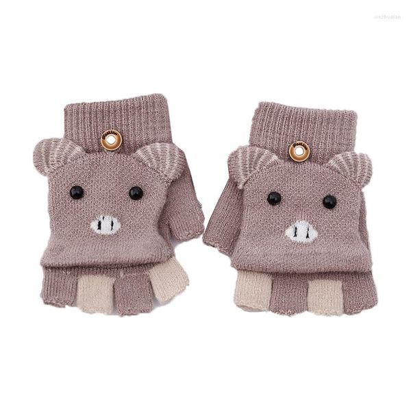 Hair Accessories Kids Glove Cute Warm Gloves Knitting Thick Winter Soft Mittens Children Kid Full Finger 2-5 YearsHair