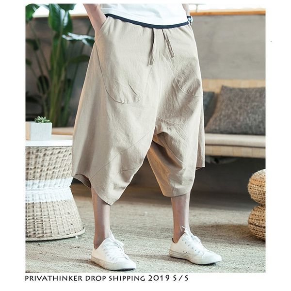 Drop Men Harajuku Harem Pants Mens Summer Cotton Lino Jogging Maschio Vintage Style cinese Pantaloni sportivi Moda 220323