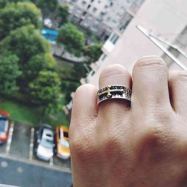 

designer fashion heart ring for woman man love 925 cross opening personality retro fashion trendsetter european and american adjustable men&, Silver