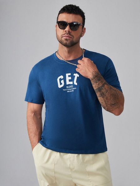 

extended sizes men slogan graphic t-shirt 85fz#, White;black